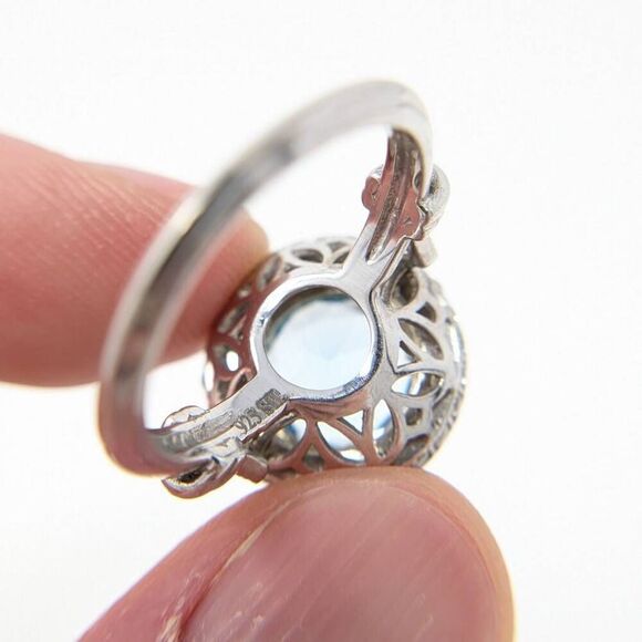 Lab Created Sapphire Halo 2.70 Carat Round Cut Sterling Silver Ring - Picture 11 of 12